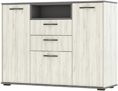 Бастион Комод с нишей Дуб Крафт белый / Серый шифер