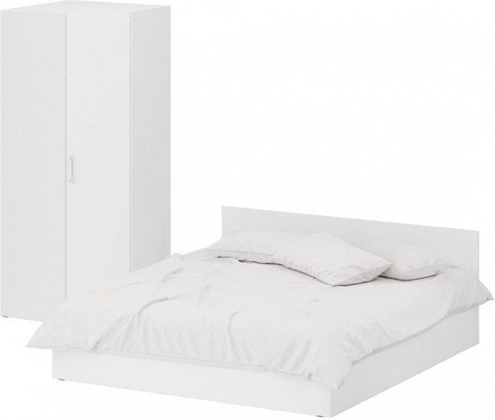Кровать 1800 + угловой шкаф Стандарт, белый