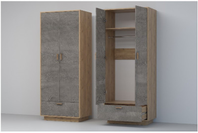 Эго Шкаф ШК-1 ПД (Камень Темный/Дуб Крафт Золотой)