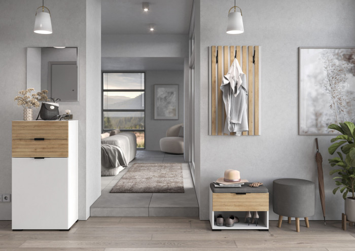 Прихожая Ома, набор №8, Белый/Дуб Тортуга, Simple 27