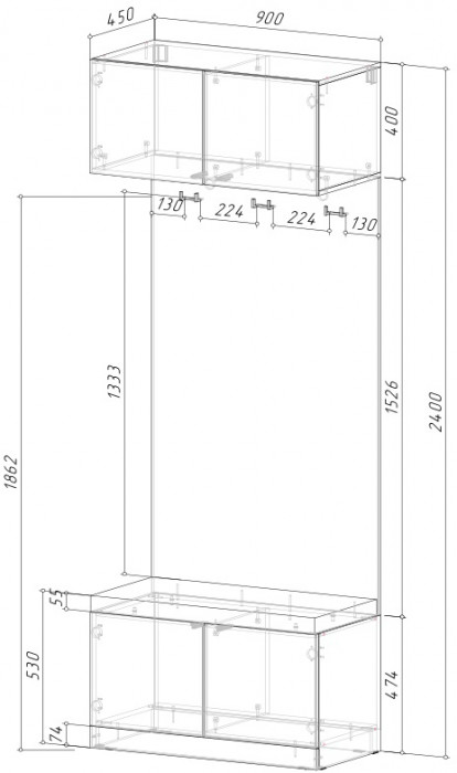 Модульная прихожая Кантри, композиция 4