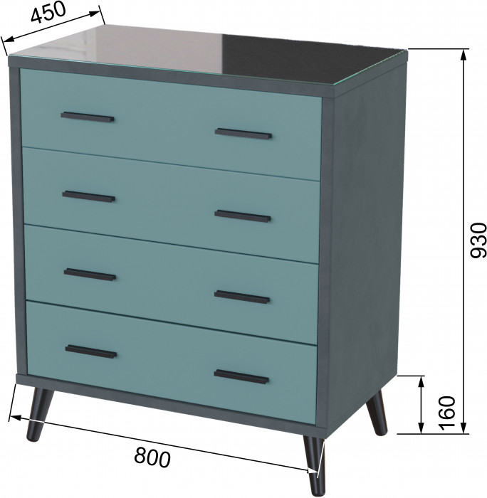Комод интерьерный Ланс серый/мдф бриз