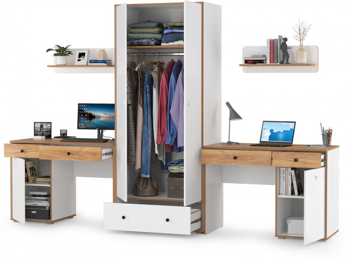 Вуди Компоновка № 26, белый премиум/дуб крафт золотой