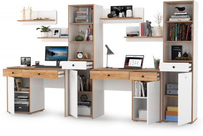 Вуди Компоновка № 16, цвет белый премиум/дуб крафт золотой, ШхГхВ 310х52,7х180,3 см., универсальная сборка