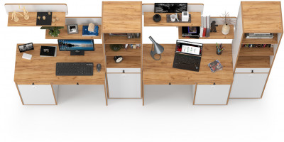 Вуди Компоновка № 16, цвет белый премиум/дуб крафт золотой, ШхГхВ 310х52,7х180,3 см., универсальная сборка