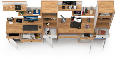 Вуди Компоновка № 16, цвет белый премиум/дуб крафт золотой, ШхГхВ 310х52,7х180,3 см., универсальная сборка