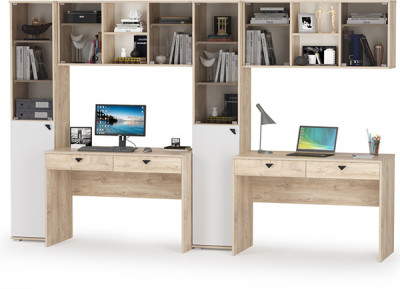 КР100 Бостон № 21, цвет дуб эндгрейн элегантный/фасады МДФ милк рикамо софт, 12.69+10.51+13.155+12.69+10.51+13.155, ШхГхВ 307,6х57,2х194,4 см, ун. сб.