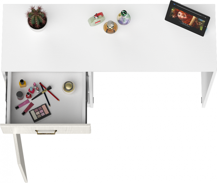 Ливерпуль Стол туалетный 12.46, цвет ясень ваниль/белый, ШхГхВ 119,8х41,3х82,3 см., НЕ универсальная сборка