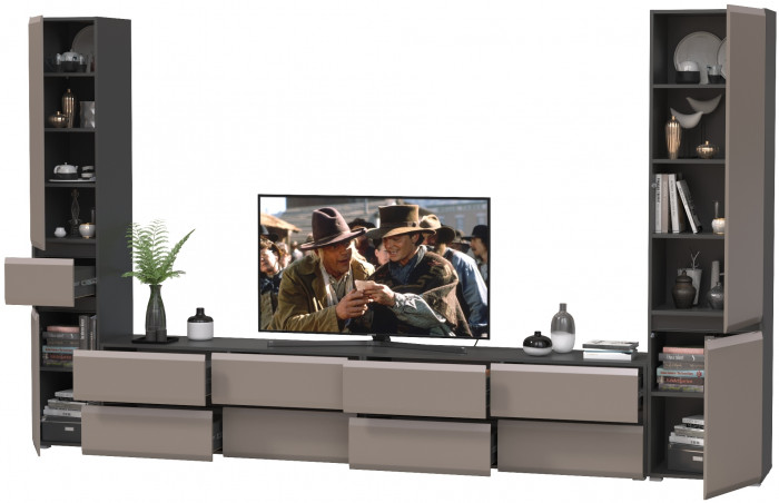 Сидней Комплектация № 134, корпус: антрацит/фасады: МДФ веллюто капучино