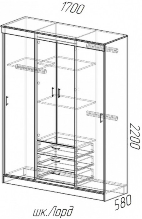 Лорд Шкаф-купе (Дуб Вотан / Белый глянец)