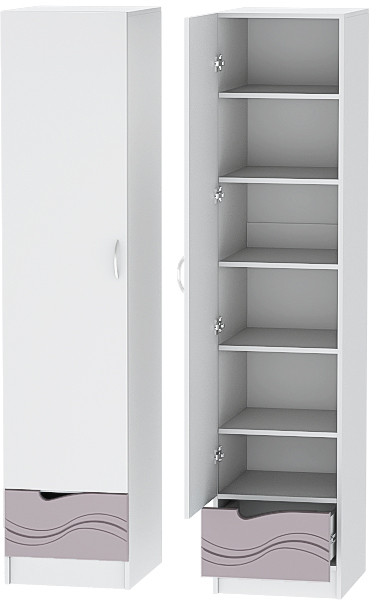 Детский Пенал Бриз МДФ, Белый/Ирис (Волна)