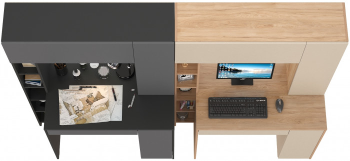 Два стола компьютерных Комфорт 12.71, антрацит/тёмно-серый/гикори рокфорд натуральный/сатин