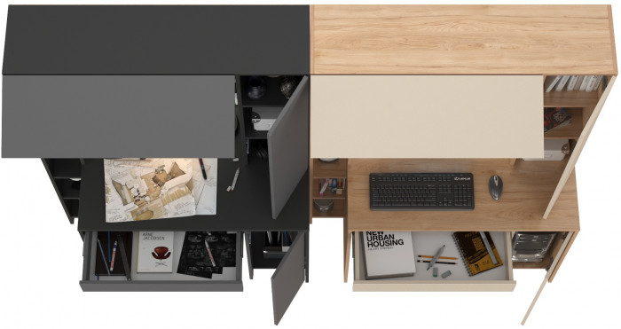 Два стола компьютерных Комфорт 12.71, антрацит/тёмно-серый/гикори рокфорд натуральный/сатин