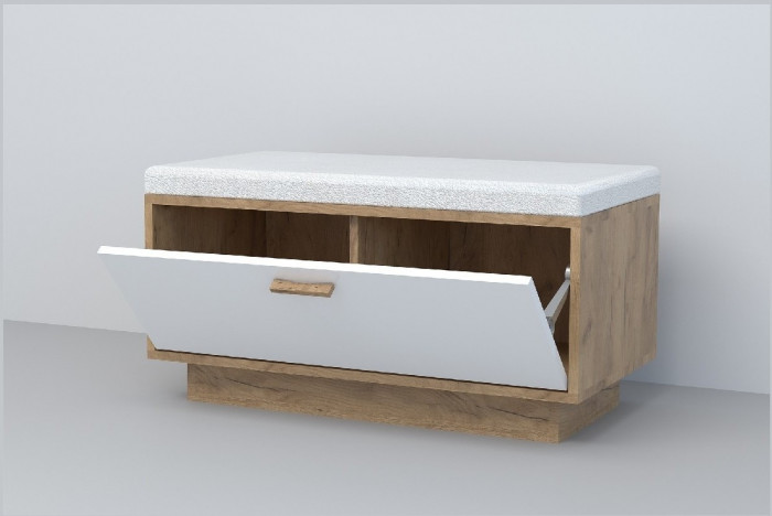 Эго Обувница ОБ-1 ПД (Глянец Белый/Бетон Светлый)