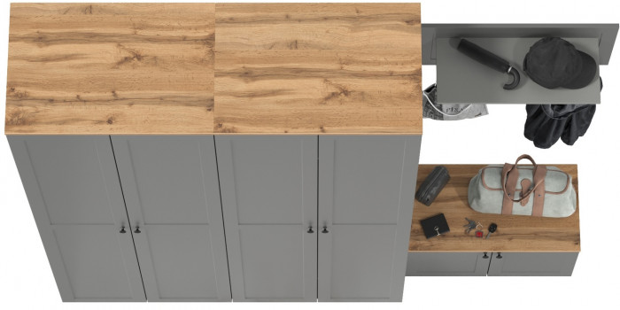 Остин Прихожая 31, серый графит/дуб крафт золотой