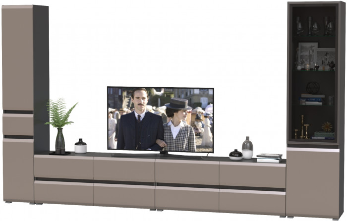 Сидней Комплектация № 135, корпус: антрацит/фасады: МДФ веллюто капучино