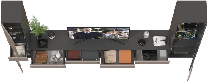 Сидней Комплектация № 135, корпус: антрацит/фасады: МДФ веллюто капучино