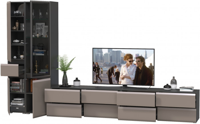 Сидней Комплектация № 135, корпус: антрацит/фасады: МДФ веллюто капучино