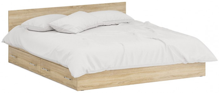 Спальня Стандарт 4-1800Я, дуб сонома/фасады ТВ тумбы МДФ белый глянец