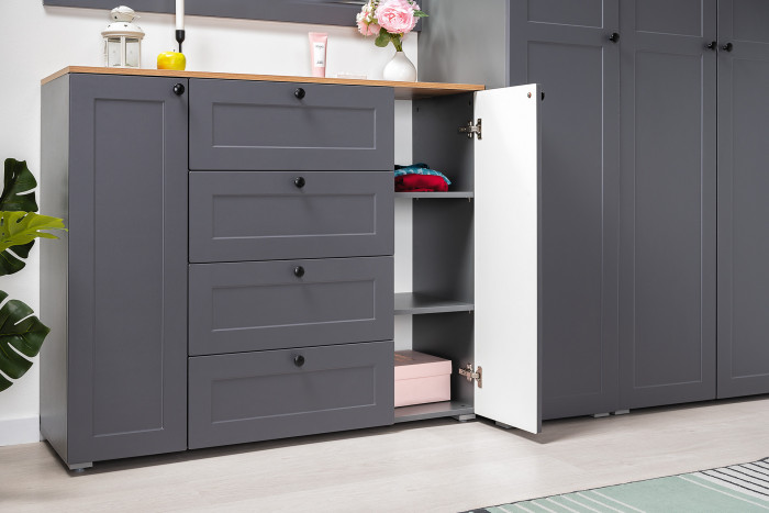 Остин Прихожая 15, цвет серый графит/дуб крафт золотой, ШхГхВ 200х54,3х229,6 см., универсальная сборка