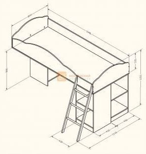 Кровать-чердак Дюймовочка-5.2, Зеленый