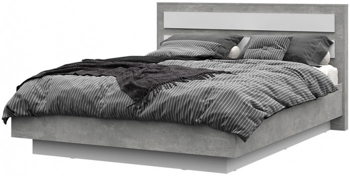 Денвер КР-02 Кровать 1,6х2,0 (1672х990х2100) ателье светлый/белый