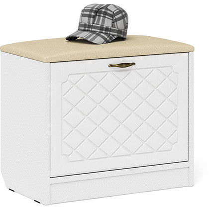 Прихожая П-6 Тумба, цвет белая шагрень/фасады МДФ белое дерево фрезеровка ромб, ШхГхВ 60х35х50 см.