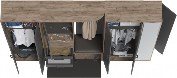 Прихожая Домино 6, дуб крафт табачный/графит