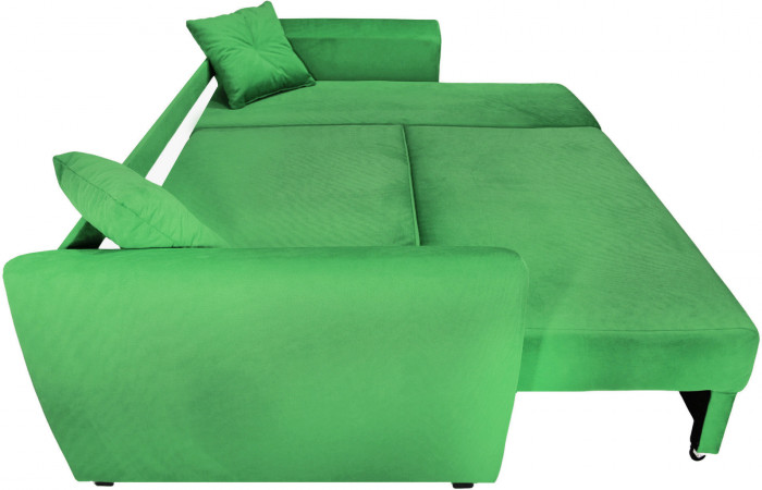 Диван-кровать угловой Амстердам Люкс, 160х200, еврокнижка, велюр, зеленый