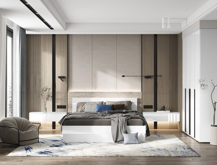 Спальня Норд + Челси, композиция 2, Белый глянец/Белый