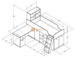Детская кровать-чердак Дюймовочка-1, Дуб молочный / Зеленый