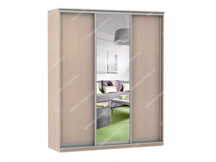 Шкаф купе Модерн 2076х600 3-х дверный 3-х секционный зеркало ясень
