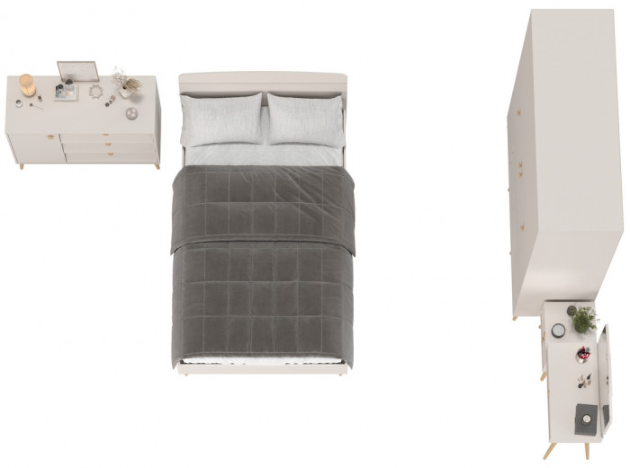 Афина Спальня 12-1200, цвет кашемир серый, сп.м. 1200х2000 мм., б/м, основание есть - фанера