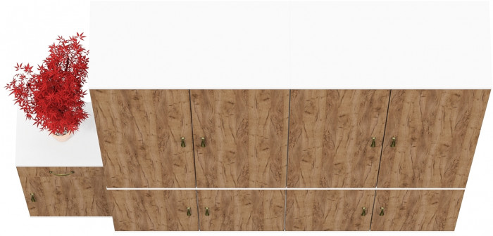 Лидер-8 Шкаф МД 20Б + Шкаф МД 20Б + Тумба МД 3.15, белый шагрень/крафт золото