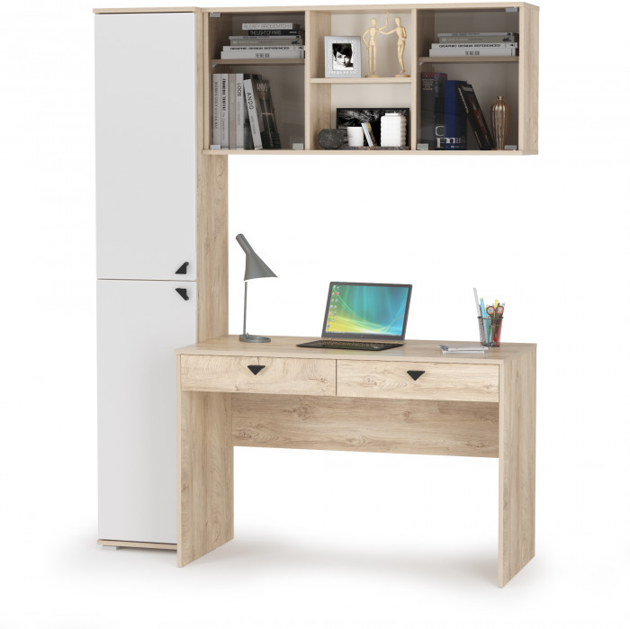 КР100 Бостон № 24, цвет дуб эндгрейн элегантный/фасады МДФ милк рикамо софт, 13.154+12.69+10.51, ШхГхВ 153,8х57,2х194,4 см., универсальная сборка