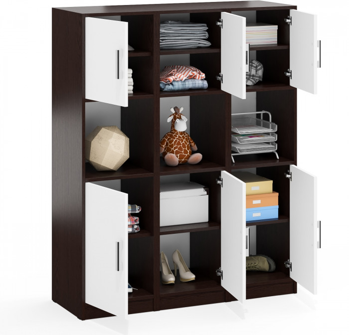 Три Пенала С-МД-СК9П к компьютерному столу С-МД-СК9, цвет венге/белый шагрень, ШхГхВ 129х45х160 см., универсальная сборка