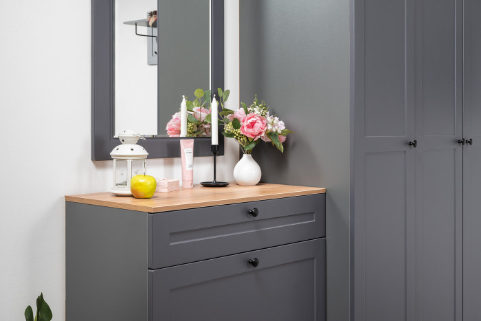 Остин Прихожая 16, цвет серый графит/дуб крафт золотой, ШхГхВ 160х54,3х229,6 см., универсальная сборка