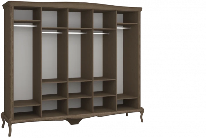 Шкаф для одежды пятидверный "Монако" с зеркалом - отделка Классик (лак)