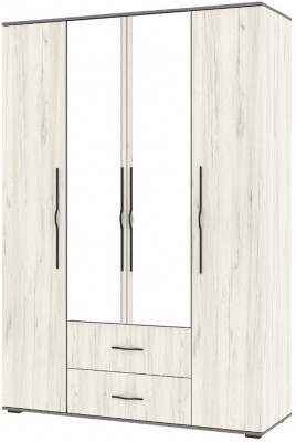 Бастион Шкаф четырехдверный Дуб Крафт белый / Серый шифер