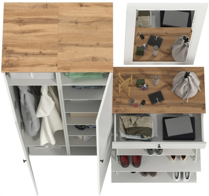 Остин Прихожая 34, белый шагрень/дуб крафт золотой