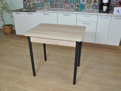 Эко 80х60 стол обеденный раскладной / Дуб Сонома/черный