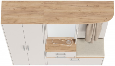 Прихожая 2-3430+2-3431дкз/к.с Домино - Комплект для прихожей, цвет дуб крафт золотой/кашемир серый, ШхГхВ 160х36х202 см., универсальная сборка