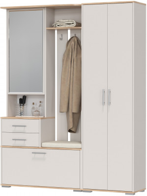 Прихожая 2-3430+2-3431дкз/к.с Домино - Комплект для прихожей, цвет дуб крафт золотой/кашемир серый, ШхГхВ 160х36х202 см., универсальная сборка