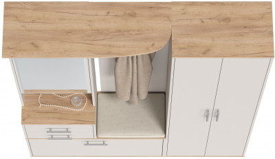 Прихожая 2-3430+2-3431дкз/к.с Домино - Комплект для прихожей, цвет дуб крафт золотой/кашемир серый, ШхГхВ 160х36х202 см., универсальная сборка