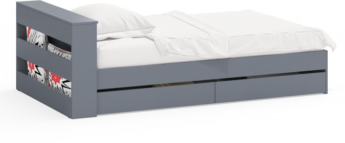 Ксения Кровать с ящиками 1200, графит