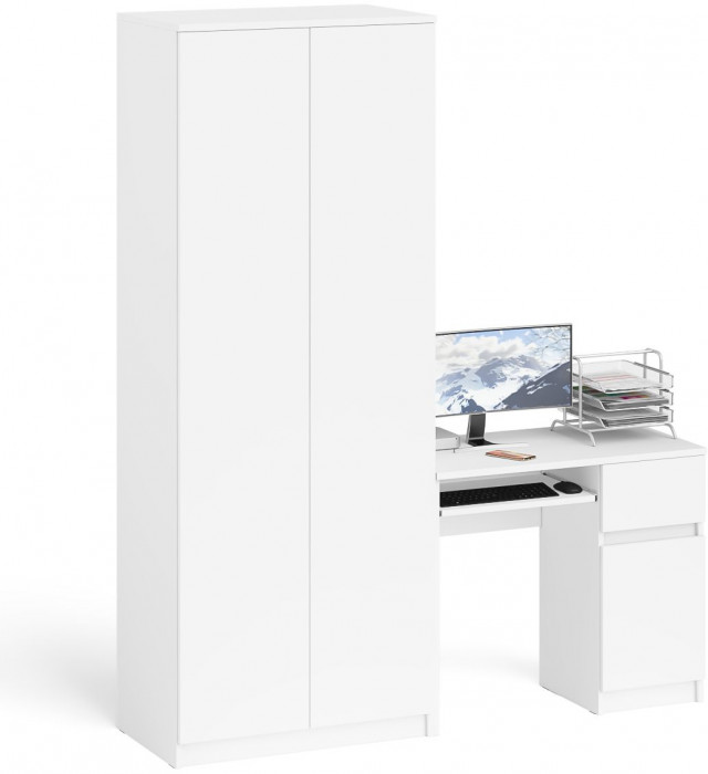 Мори Стол компьютерный МС-1 правый + Шкаф МШ800.1, цвет белый, ШхГхВ 170,4х50,4х209,6 см., выдвижной ящик справа, НЕ универсальная сборка