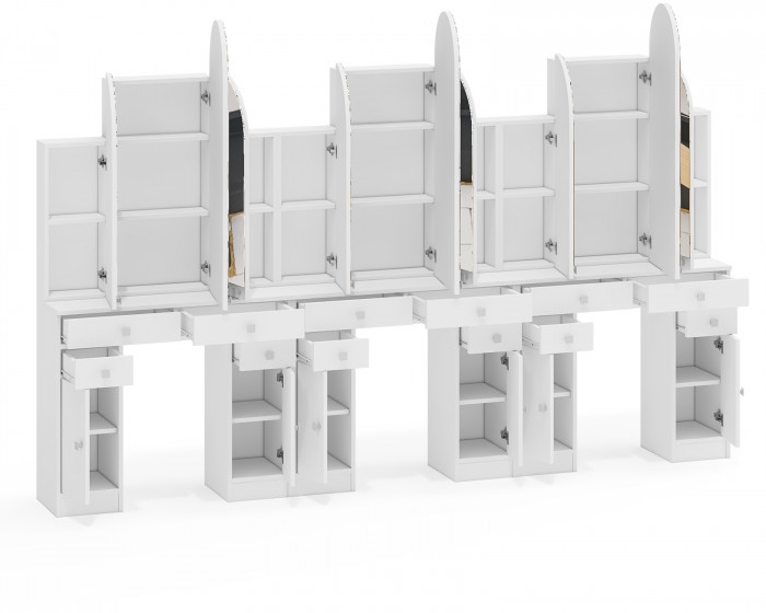 Три туалетных столика Трельяжа МД №2, белый шагрень