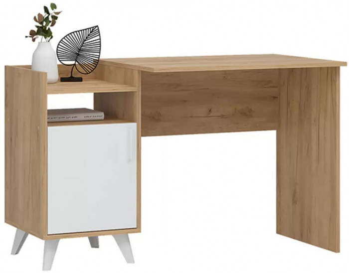 ИРИС СТ-02 Стол компьютерный (1200х750х600) дуб крафт золото/белый