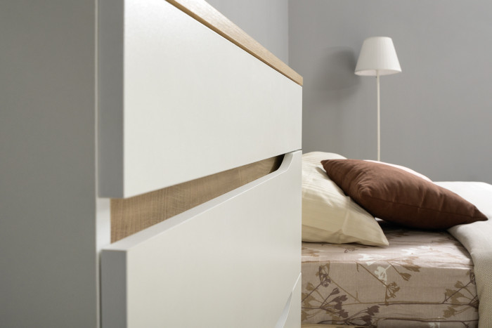 Муссон 13.198 Шкаф двухстворчатый + 13.97 Комод, цвет белый/дуб эндгрейн элегантный, ШхГхВ 164,6х52,3х229,8 см., НЕ универсальная сборка