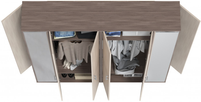 Две прихожих Домино-мини 2-3421бод.тем/св, цвет бодега тёмный/бодега светлый, ШхГхВ 176х36х202 см.